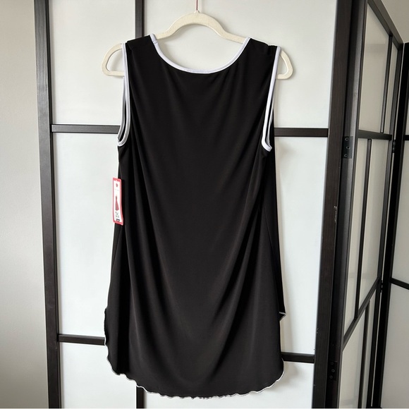 [L/XL] Vintage NWT Black Tank Summer Mini Dress With White Ruffle Edges Women’s - Picture 3 of 9